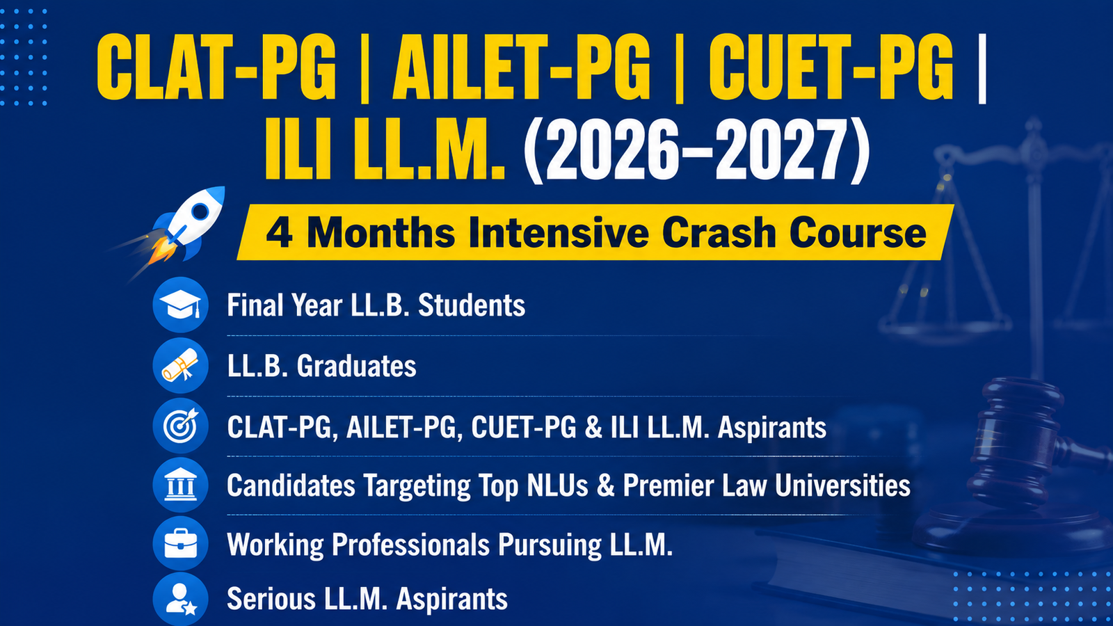 CLAT-PG | AILET-PG | CUET-PG | ILI LL.M. (2026–2027)